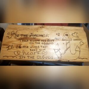 Wooden Anchor Plaque Handmade wood burned.